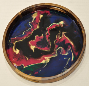 Plateau en résine époxy et bois pour servir du café, des desserts, du thé, des tasses, des plats, forme ronde, à prix raisonnable - Product Image 6