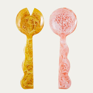 Ensemble de service de table en résine en gros, cuillère et fourchette de service en acrylique, outil de vaisselle de cuisine personnalisé, nouveaux outils de service de nourriture pour la restauration - Product Image 1