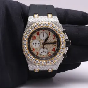 Reloj de Pulsera de Acero Inoxidable Negro con Diamantes Naturales Estilo Hip Hop para Hombre, Diamantes con Claridad VVS Mejorada, Esfera de Cristal de Alta Calidad - Product Image 2
