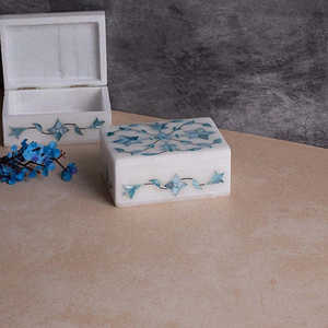 Boîte à bijoux en marbre multicolore artisanale et durable, dimensions 10x4.5x7.5cm, pour le rangement des bijoux - Product Image 2