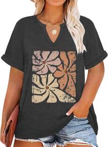 T-shirt décontracté pour femmes grandes tailles, coupe facile, adapté aux courbes, doux, fluide, toucher frais, tricot flexible, port quotidien - Product Image 3