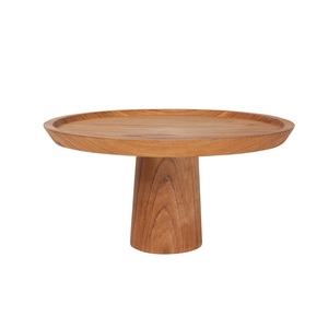 Offre Spéciale pied haut créatif plaque de couverture en verre transparent anti-poussière table à dessert avec plateau en bambou supports à gâteaux en bois - Product Image 3