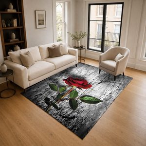 Alfombra de Chenilla Lavable a Máquina con Estampado Digital Tradicional Anatolia en Gris Carbón, Antideslizante, Modelo LXDP-0809 de RUGS DEPOT, Venta al Por Mayor - Product Image 2