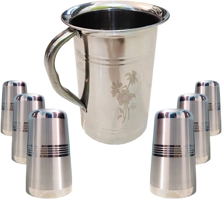 Brocca d'acqua per caraffa calda/acqua fredda caraffa di vetro del tè freddo con acciaio inossidabile la migliore vendita logo personalizzato nel commercio all'ingrosso