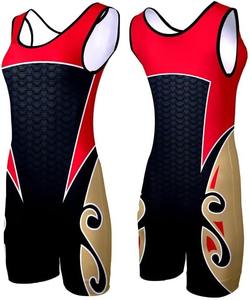 Combinaison de lutte personnalisée en gros, nouvelle arrivée, impression par transfert thermique, extensible en spandex, logo frontal, vêtements de lutte pour hommes - Product Image 3