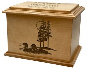 Duck Pond Cremation Wooden Funeral Urn Nature Lovers' with Engraving Human <b>Ash</b> Urn - Product Image 5