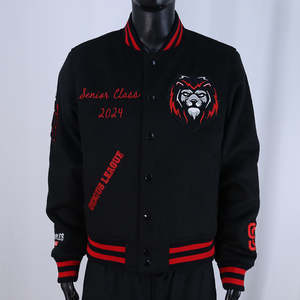 เสื้อแจ็คเก็ตวาร์ซิตี้ปักลายเชนิลล์แบบกำหนดเอง เสื้อแจ็คเก็ตเบสบอลสไตล์วินเทจสำหรับผู้ชายใส่เที่ยวกลางแจ้งในฤดูหนาว เสื้อแจ็คเก็ตเลตเตอร์แมนสไตล์วิทยาลัย - Product Image 1