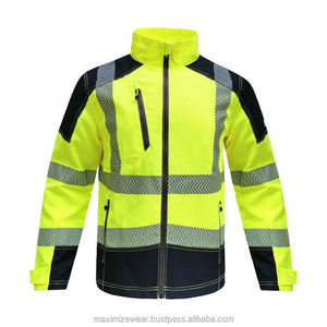 Waterproof Sporty Lightweight Canvas Reflective Hi Vis Construction Safety Jacket Men Security Reflective Tape Multi Front - Product Image 1