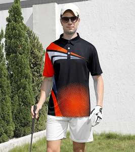 Polo de golf pour homme, coupe sèche, évacuation de l'humidité, 100% polyester, tricoté, imprimé, manches courtes - Product Image 3