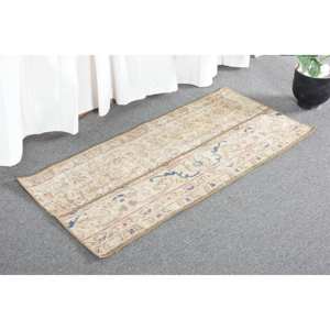 Alfombra de lana hecha a mano clásica Beige azul de 1,6x3,4 pies, respaldo de látex rectangular de retazos de estilo turco para adolescentes de gran tamaño para vivir - Product Image 4