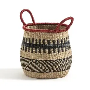 ตะกร้าใส่ของจากหญ้าทะเลธรรมชาติตะกร้าผ้าแบบแฮนด์เมดดีไซน์จากผู้ผลิตเวียดนาม - Product Image 3