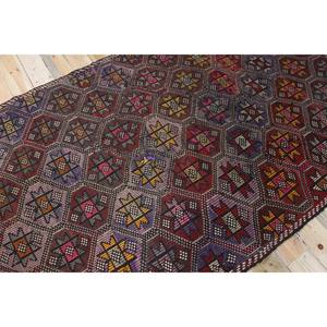 Grand tapis turc vintage Kilim 5,2x8,3 pieds, tapis géométrique arc-en-ciel en laine - Product Image 2