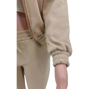 Bordado personalizado Logotipo de 2 piezas de chándales conjuntos de algodón de las mujeres conjuntos de dos piezas más tamaño para las mujeres - Product Image 6