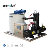 Machine à glace en flocons automatique en acier inoxydable ICESTA 2 tonnes, refroidissement par eau, haute fiabilité, longue durée de vie