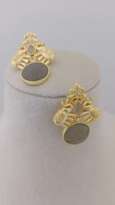 Gajashree Trendy Coin Drop Earrings Set Latón pesado Personalizable Patrón moderno Producto a granel - Product Image 3