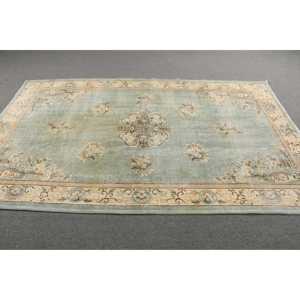 Alfombra Turca Vintage Grande de 5.4x8.7 pies, Alfombra Floral Azul Marrón - Product Image 3