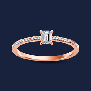 Anillo Compacto con Diamante Cultivado en Laboratorio, Corte Esmeralda, Micro Caress, 0.30 Quilates, H+-SI, Elaborado en Oro Sólido de 14K, Regalo para Ocasiones Especiales - Product Image 2