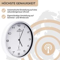 Horloge murale automatique à quartz Monzana à grands chiffres, 31 cm, radio-pilotée, design analogique minimaliste, plastique, salon