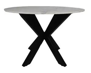 Nordic Stijl Luxe Ronde Eettafel Eigentijdse Klassieke Stijl Met Wit Marmeren Blad En Ijzeren Voet