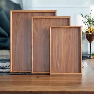 Plateau de service rectangulaire en bois imprimé émail avec vaisselle et assiettes en bois naturel, articles ménagers, vaisselle - Product Image 6