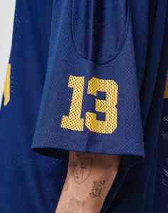 Camiseta de fútbol de malla cuadrada de secado rápido Unisex personalizada de verano de talla grande con cuello en V ropa de fútbol americano de manga corta transpirable - Product Image 5