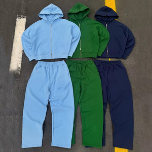 Custom High Quality Cotton Tracksuit Men <b>Hoodie</b> and Jogger Set Oversized Pullover Hoodies Sweatpants Washed 2 Piece Set for Men - Product Image 1
