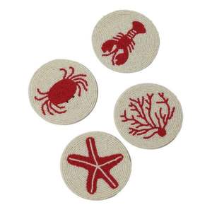 Élégant Premium Handcraft Broderie Rose Perlé Design 4 Set Coaster Fantaisie Belle Et Unique À La Mode Par Hiba Enterprises - Product Image 4