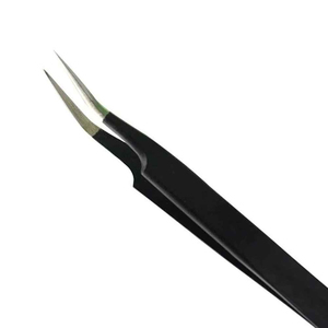 Pinzas de pestañas con punta de fibra con logotipo personalizado al por mayor, pinzas de extensión de pestañas con nano agarre de 45, 75 y 90 grados - Product Image 1