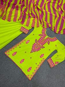 Ensemble indien brodé de 3 pièces de créateur ethnique Gharara Kurti Readymade Georgette Sharara pour des occasions spéciales de style pakistanais - Product Image 6