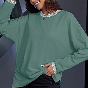 Nueva llegada de invierno de las mujeres de algodón pulóver sudaderas con diseño impreso logotipo frontal ecológico y de secado rápido - Product Image 3