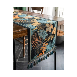 Eco Luxe Center Floral <b>100</b>% Cotton 280 GSM Jacquard Weave GOTS Certified Washable Durable OEM ODM Available Dining Table Runner - Product Image 5