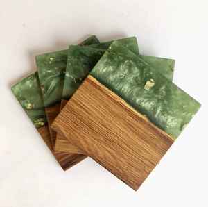 Hot Selling Handmade Decorated Ocean Epoxy Resin Coaster Resin Wooden Tea Cup Mat - Product Image 1