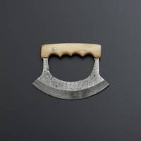 Petit couteau Ulu en acier Damas de haute qualité, écologique, fait sur mesure, avec manche en os de vache, pour couper la pizza et la viande, cadeau pour la fête des mères, couteau de cuisine