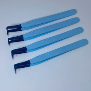 Pince à cils avec logo personnalisé en gros avec pointe en fibre d'acier inoxydable pince à épiler d'extension de marque privée - Product Image 6