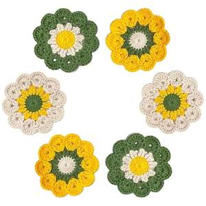 Dessous de verre en macramé respectueux de la terre du fabricant de confiance avec appel fait à la main et corps rond tissé adapté aux amateurs d'éco - Product Image 1