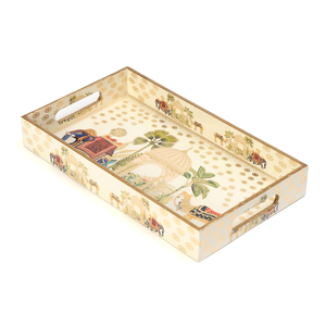 DULI Lot de 3 plateaux en bois MDF avec imprimé éléphant et chameau enduit d'émail imperméable - Product Image 4