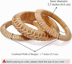 ชุดสร้อยข้อมือหวายสไตล์เวียดนาม3ชิ้นสไตล์โบฮีเมียน้ำหนักเบาเป็นมิตรกับสิ่งแวดล้อมเหมาะสำหรับผู้หญิงแฟชั่นฤดูร้อนและของขวัญที่ใส่ใจ - Product Image 3
