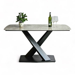 Mesa de Comedor Rectangular Moderna de 140x80cm con Tapa de Cerámica de Alta Calidad y Patas de Hierro, Extensible y Ensamblada para Hogar u Oficina - BA68176 - Product Image 1