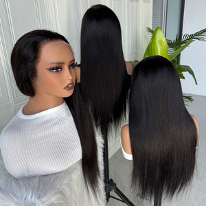 Peluca de Cabello Humano Liso Vietnamita Negro Natural 13x4 con Encaje Frontal, Suave y Sedoso, Línea de Cabello Pre-Desplumada - Product Image 5