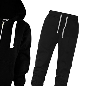 <b>Black</b> Zip Up <b>Hoodie</b> Tracksuit With Jogger Pants For <b>Men</b> Women Winter Casual Sportswear Wholesale OEM Custom Logo - Product Image 5