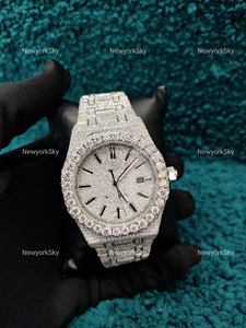 Mejor precio 41mm Acero inoxidable Iced Hip Hop VVS Moissanite Reloj Movimiento automático de lujo para hombres y mujeres con banda de esfera - Product Image 6