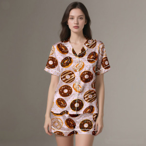 Respirant confortable satin de soie 100% col à revers cranté transfert de chaleur impression pyjamas Vietnam Pj's - Product Image 2