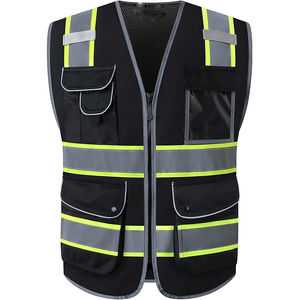 Chaleco DE SEGURIDAD reflectante de alta visibilidad con 4 bolsillos Logotipo personalizable de poliéster de alta calidad Venta caliente para logotipo personalizado al por mayor OEM - Product Image 5