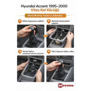 Funda de Palanca de Cambios de Cuero Tipo Caja de Huevos Original Hyundai para Accent 1995-2000 - Product Image 3