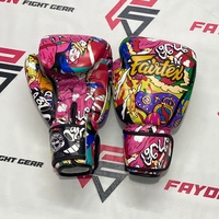 Guantes de Boxeo Fairtex, Totalmente Personalizados, Nuevo Diseño Impreso, Profesionales de Muay Thai, Cuero Genuino de Vaca, Acolchado Multicapa