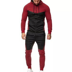 ชุดกีฬาผ้าฟลีซสองชิ้นสำหรับผู้ชายชุดวอร์มลำลองผ้าคอตตอนสีพื้นระบายอากาศได้ดีน้ำหนักเบาปรับแต่งได้ - Product Image 1