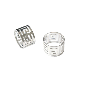 Anneaux de serviette décoratifs en métal argenté de forme ronde pour des utilisations de décoration de table de porte-serviette - Product Image 1