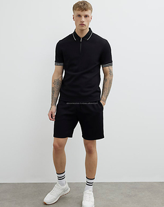 New Men's <b>Zip</b>-<b>Up</b> Shirt Solid Pattern Knitted 100% Cotton Breathable Embroidered Silk Screen Printed Front Logo Short Sleeve - Product Image 4