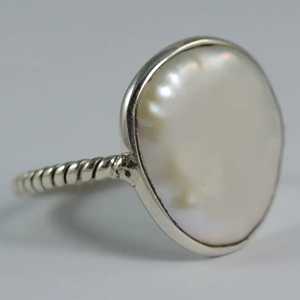 Handmade 925 Sterling <b>Silver</b> Coin Pearl <b>Ring</b> Freshwater <b>Statement</b> Promise Jewelry Gift for Her Anniversary - Product Image 4