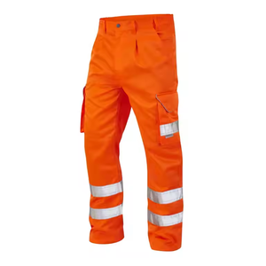 2024 Men's Orange High Visibility Work Pants with Silver Reflective <b>Tape</b> Straight Pattern Safety Pants - Product Image 1